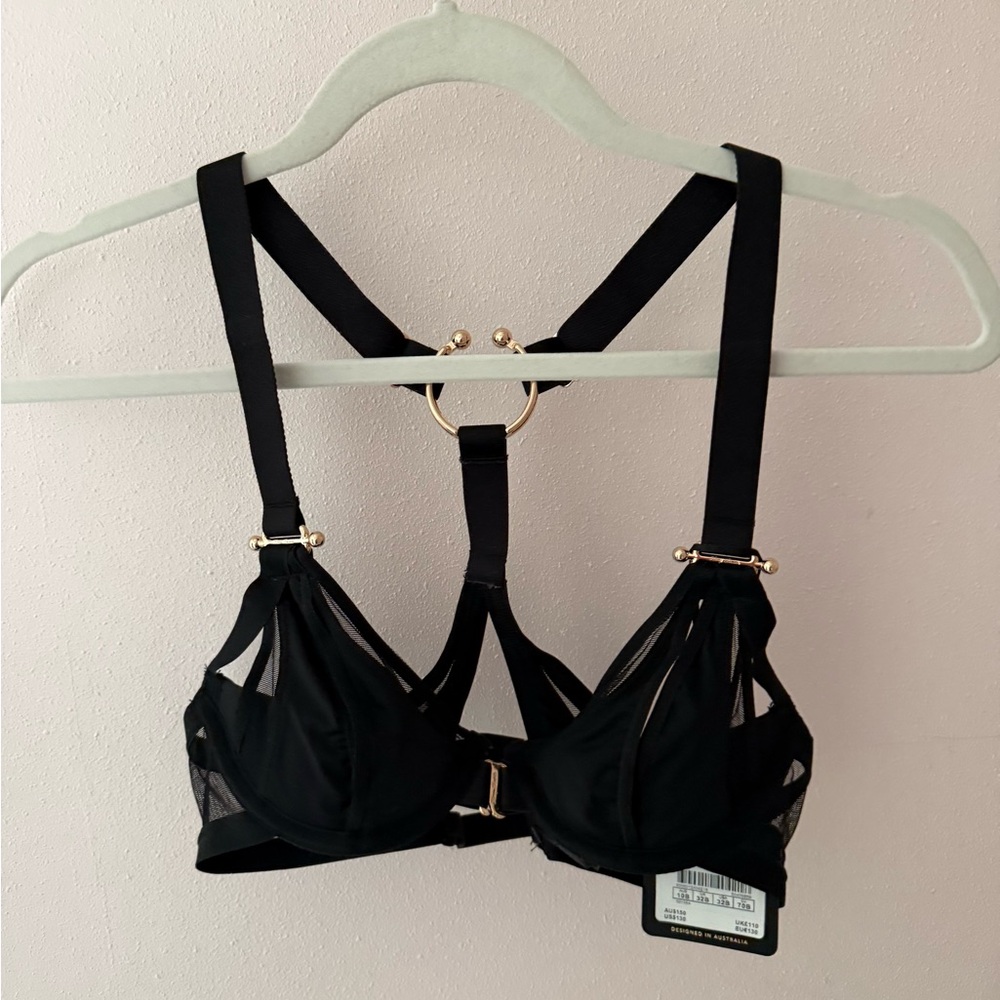 Honey Birdette Black Mesh Strappy Bra
